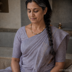 Tulsi Pearl Kanthi Mala — Double Layer Natural Tulsi Wood Beads with Chandra Moti (6 Pearls)
