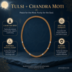 Tulsi Pearl Kanthi Mala — Double Layer Natural Tulsi Wood Beads with Chandra Moti (6 Pearls)