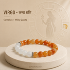 Virgo zodiac Bracelet | कन्या राशि — Carnelian & Milky Quartz