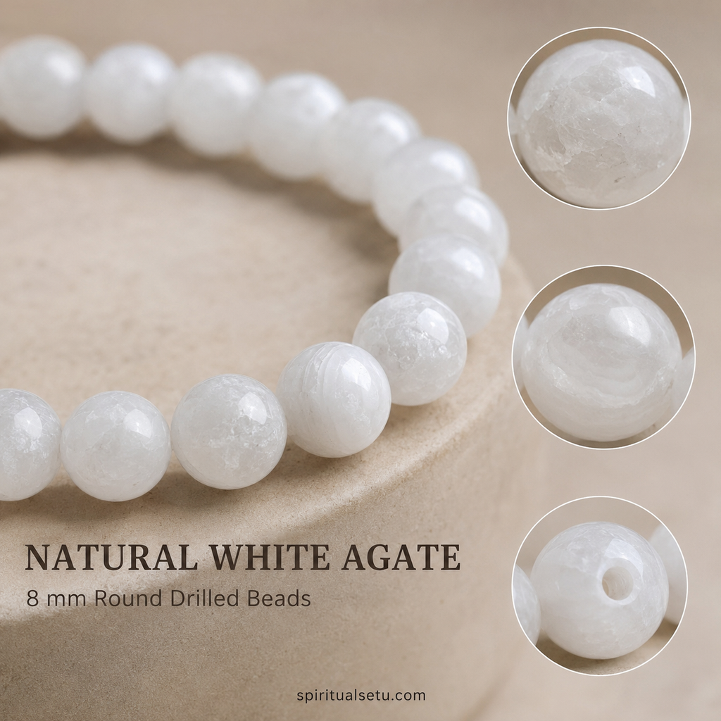 White Agate Bracelet — Clarity & Calmness Band