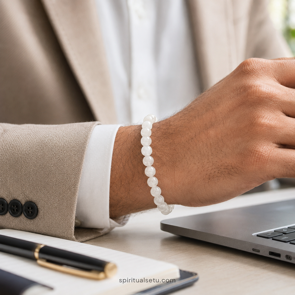 White Agate Bracelet — Clarity & Calmness Band