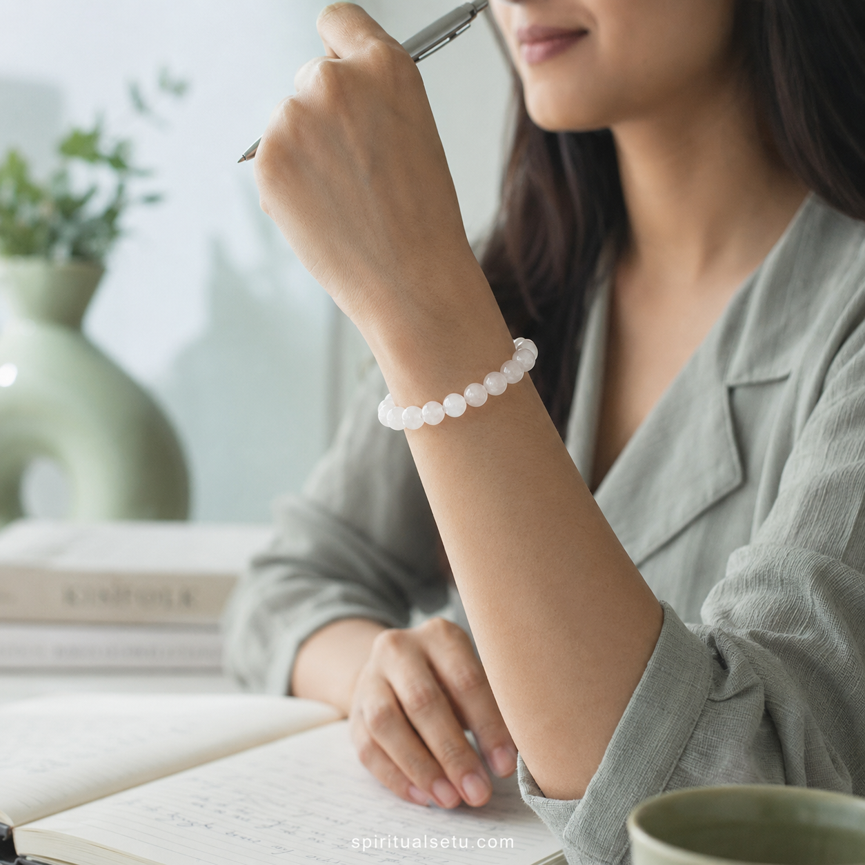 White Agate Bracelet — Clarity & Calmness Band