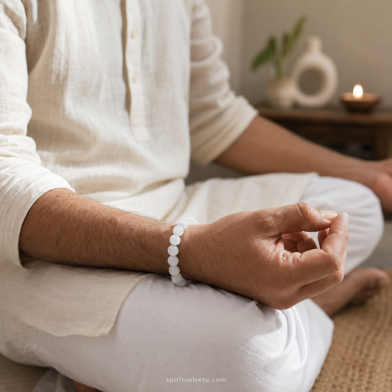 White Agate Bracelet — Clarity & Calmness Band