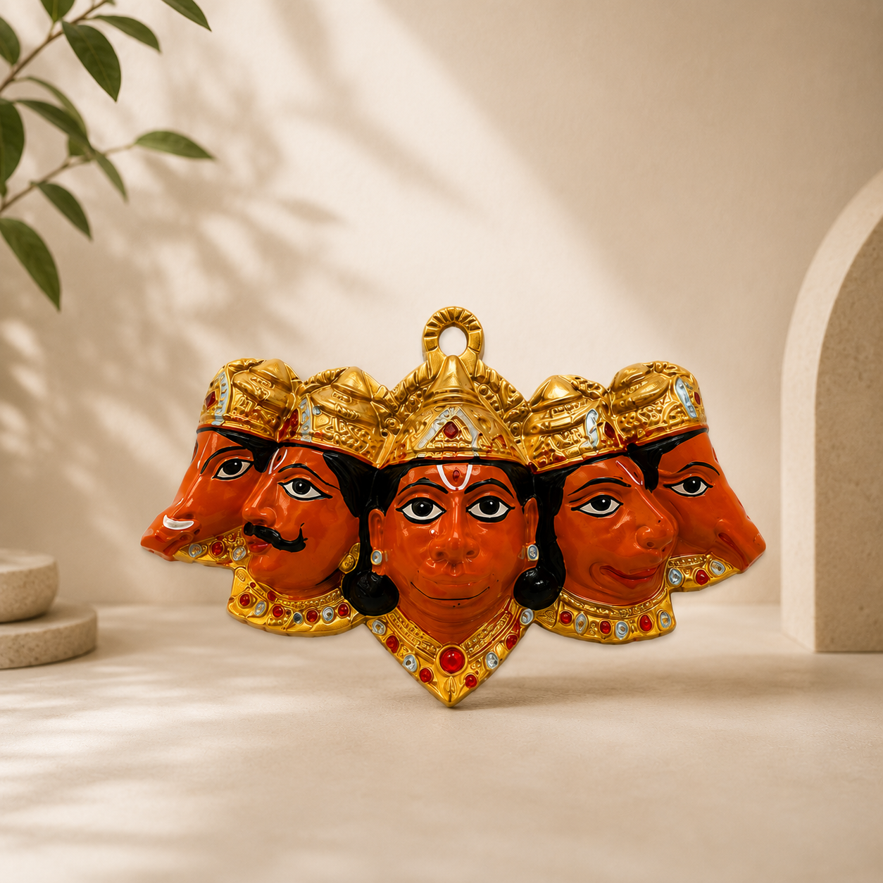 Panchmukhi Hanuman Metal Wall Hanging Idol for Home & Office