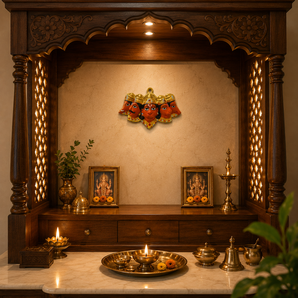 Panchmukhi Hanuman Metal Wall Hanging Idol for Home & Office