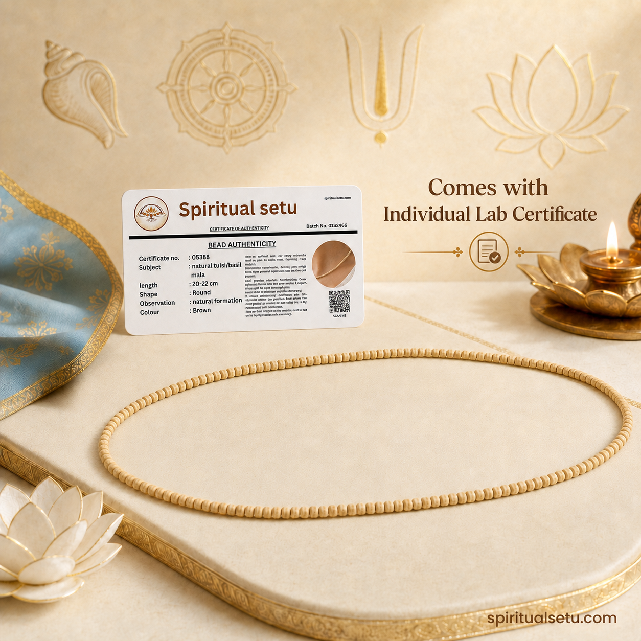 Tulsi Kanthi Mala - single layered Natural Tulsi Wood Beaded Necklace