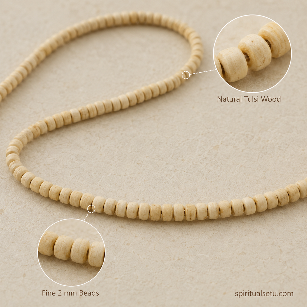 Tulsi Kanthi Mala - single layered Natural Tulsi Wood Beaded Necklace