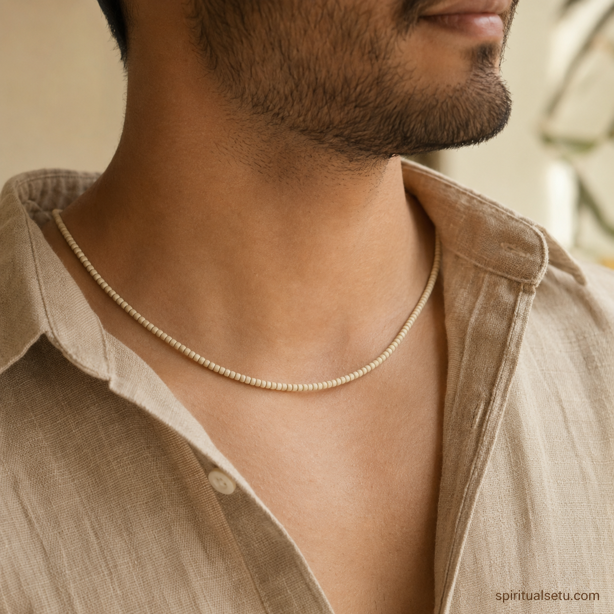 Tulsi Kanthi Mala - single layered Natural Tulsi Wood Beaded Necklace