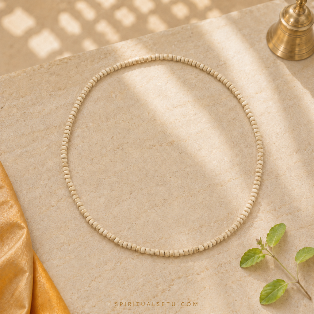 Tulsi Kanthi Mala - single layered Natural Tulsi Wood Beaded Necklace