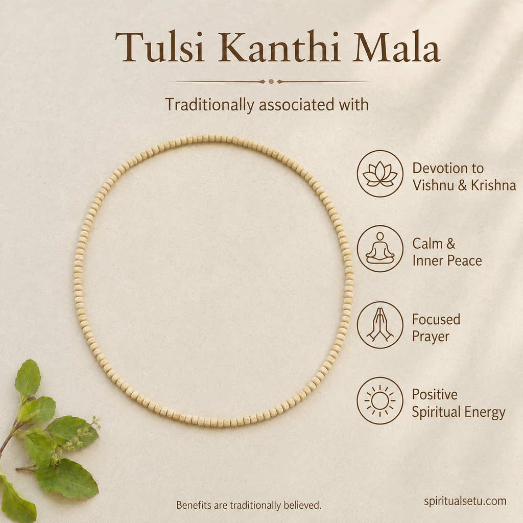 Tulsi Kanthi Mala - single layered Natural Tulsi Wood Beaded Necklace