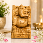 Handcrafted Wooden Ganesha Idol – Pure Savan Wood | Vastu Ganpati for Home, Office & Car Dashboard | Spiritual Setu